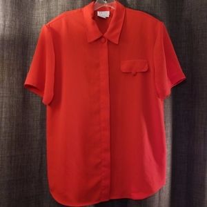 Red Silk Dress Blouse